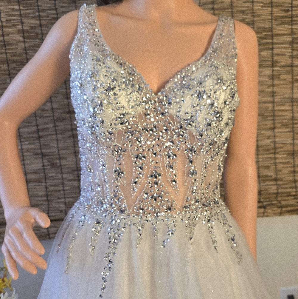 NWT Rosemore Couture Beaded Illusion Tulle Formal Dress